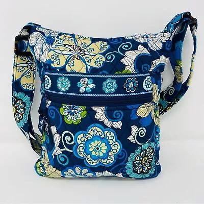 VERA BRADLEY Mod Floral Quilted Blue Crossbody Hipster Messenger Bag Adjustable • $20.99