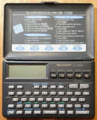 Vintage SHARP Tel Schedulle Alarm 11kb TEL SCHEDULE MEMO CLOCK CALC/CONV • $23.90