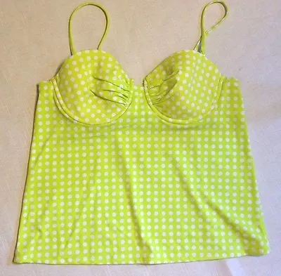 NWT J. CREW GRID DOT RUCHED UNDERWIRE SWING TANKINI TOP A1567 $68 SZ 4 NEON SWIM • $24.99