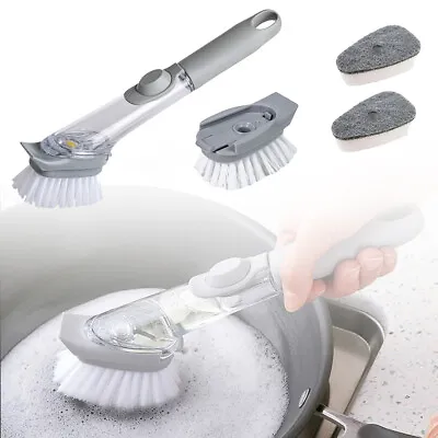 £5.79 • Buy Dish Brush Washing Up Brushes W/ Liquid Dispenser Dish Scrubber Clean Kitchen