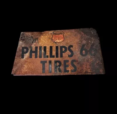 Vintage Phillips 66 Metal Oil Gas Station Tire Display Sign Iowa Farm Find  • $65.95