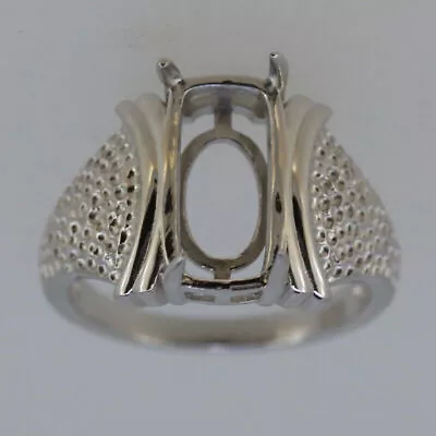 925 Sterling Silver Semi Mount Ring Setting Cabochon Cushion 14x7mm Statement • £44.10