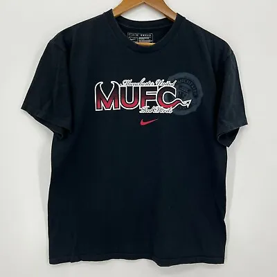 Nike T-Shirt Men's S Black MUFC Manchester United Red Devils Soccer Club • $13.56