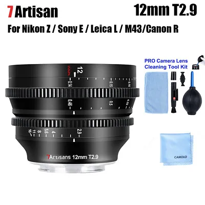 7Artisans 12mm T2.9 Cine Lens For Fuji / M43/ L /Canon R /Nikon Z /Sony E Mount • £309.99