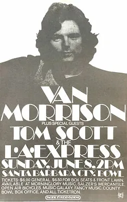 Van Morrison 1975 Veedon Fleece Tour Santa Barbara. Calif. Poster / Nmt 2 Mint • $39.99