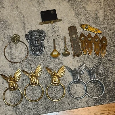 $62.49 • Buy Misc Lot 7  Vintage Brass Door Knockers Knobs Deadbolt Lips Gargoyle Mortise
