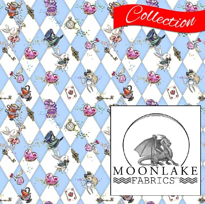 Alice Wonderland Checker Pattern Fabric 100% Cotton  *Exclusive* • £5.45