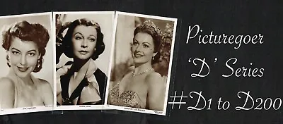 £24.99 • Buy PICTUREGOER - D Series 1950s ☆ FILM STAR ☆ Postcards #D1 To D200