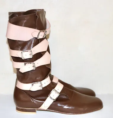 VIVIENNE WESTWOOD Brown Leather Pirate Boots  44   11  NIB • $899.98