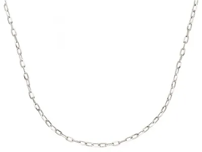 18K WHITE GOLD CHAIN SMALL SQUARED CABLE 1.8mm OVAL LINKS 16  40cm ITALY MADE • $479