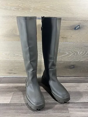 $44.99 • Buy Zara Womens Rubberized Knee High Boots Sz 40/9 Lug Platform Long Tall