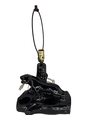 MCM ATOMIC AGE CERAMIC PANTHER VINTAGE LAMP W ORIGINAL SHADE 1950s • $150
