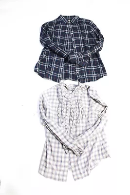 J Crew Womens Plaid Button Up Blouse Boy Shirt Size 8 Medium Lot 2 • $2.99