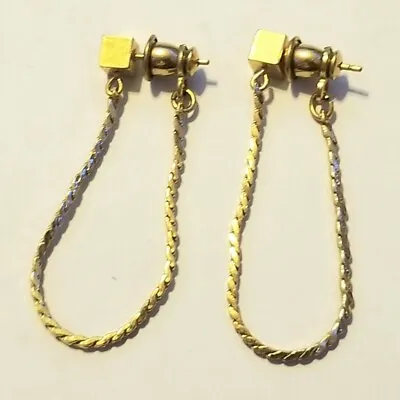 Vintage Pair MONET Chain Dangle Earrings Gold Tone • $10