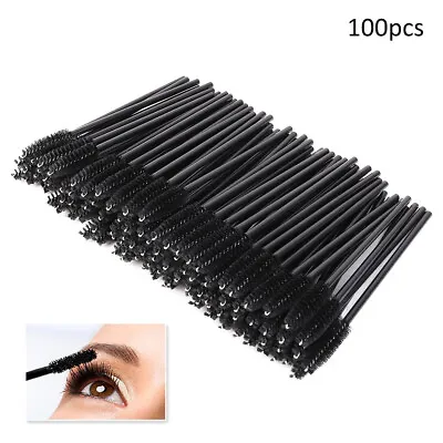 Black Disposable Mascara Wands Eyelash Brush Spooler Lash Extension Applicator • £2.95