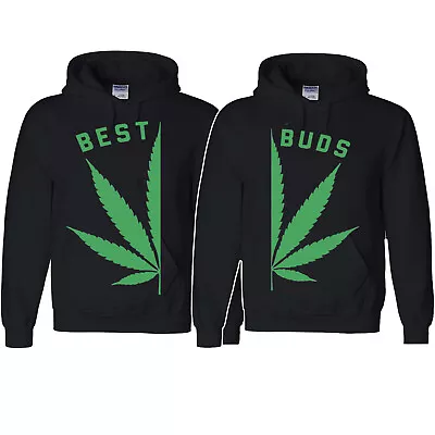 🔥 Best Buds Matching Hoodies Marijuana Leaf Weed Smoking Buddies Friends Couple • $29.95