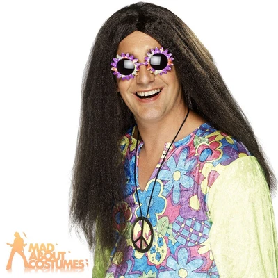 £12.49 • Buy Mens Hippy Wig Brown 1960s 70s Groovy Hippie Fancy Dress Costume Accessory 