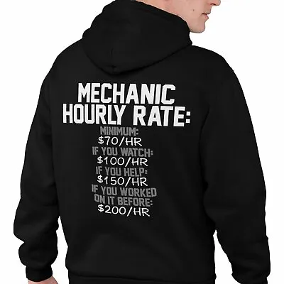 MECHANIC HOURLY RATE HOODIE Mechanic Jdm Boost Turbo Race Car Auto • $38.95