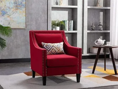 Accent Chair Mid-Century Armchair W/ Nailhead Sofa Chair For Living Room Bedroom • $292.99