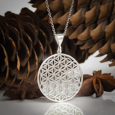 Mandala Chakra Necklace Chain 20  STERLING SILVER Flower Of Life Seed Of Life • $32