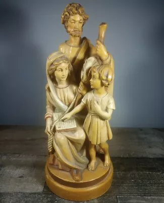 Vintage ANRI Holy Family Jesus Mary Joseph Wood Carved Statue Large 11 1/4 In. • $153.50