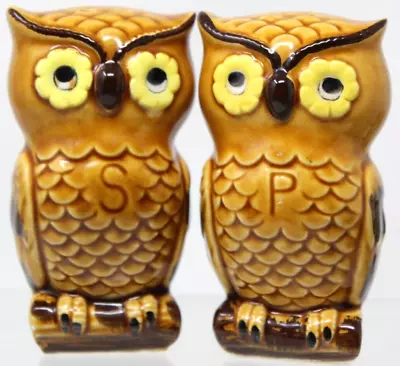 Owl Salt & Pepper Shakers LEGO Mid Century Modern Japan Orig. Sticker Signed #S2 • $9.79