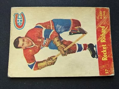 1955-56 Parkhurst Hockey Card # 37 Maurice Richard HOF - Montreal Canadiens VGEX • $149.95