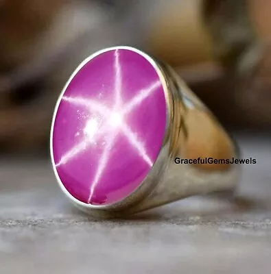 Pink Star Sapphire Ring For Men's Lindy Star Sapphire Ring Gift For Him. • $59