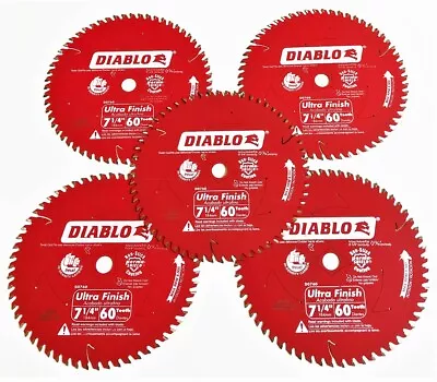 5 Diablo 7-1/4  Carbide Tip Circular Saw Finish Blades 60t 60 Tooth D0760 Freud • $74.99