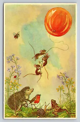 Signed Artist Vintage PC Porcupine Frog Mice The Balloon Goes Up Molly Brett • $5.95