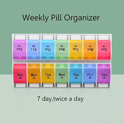 Weekly Pill Organizer Case Box 7 Day Medicine Vitamin Tablet Pill Planner AM PM  • $11.98