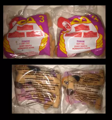 TIMON McDonalds Disney Lion King Happy Meal Soft Plush Toy #3 NEW LOT OF 2 • $8.99