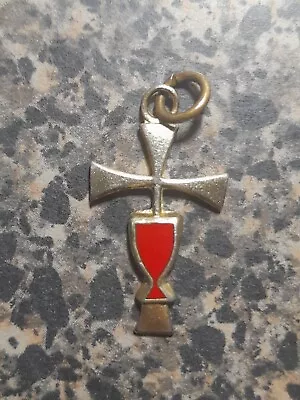 Vintage Catholic Confirmation Red Chalice & Cross Medal  • $13