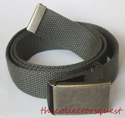 New Brass Fliptop Adjustable 42  Inch Olive Canvas Military Golf Web Belt Buckle • $8.99