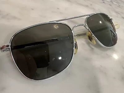 American Optical 52-20 Chrome Aviator Sunglasses - BROKEN Missing Arm • $25