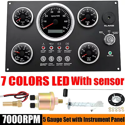 5 Gauge Set With Instrument Panel Tachometer 7000RPM With Sensor For Marine Boat • $191.91