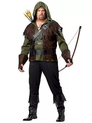 Robin Hood Medieval Warrior Archer Hero Thieves Dress Up Men Costume Plus XXL • $69.71