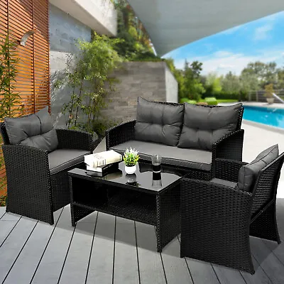 $529.90 • Buy Livsip Outdoor Furniture 4 Piece Wicker Sofa Chair Table Dining Lounge Set
