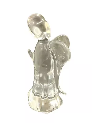 Murano Style Art Glass Praying Angel Statue 7.5” Clear Figurine • $21.20