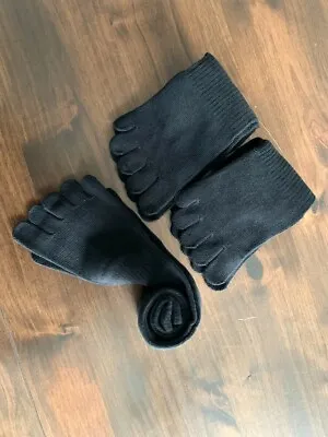 3 Pairs Men's Five Fingers Black Toe Socks Cotton Breathable Long Socks • $12.99