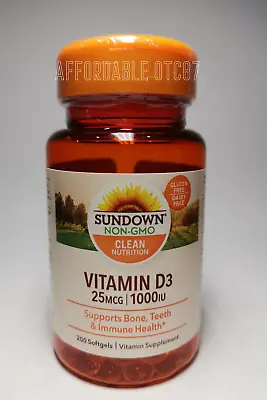 Sundown Naturals Vitamin D3 1000iu 200 Count Softgels EXP:01/2025 • $9.29