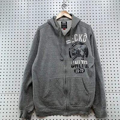 Vintage Y2K Ecko Hoodie Sweatshirt Gray Mens Medium RHino Hip Hop SKate 21.5x29 • $39.99