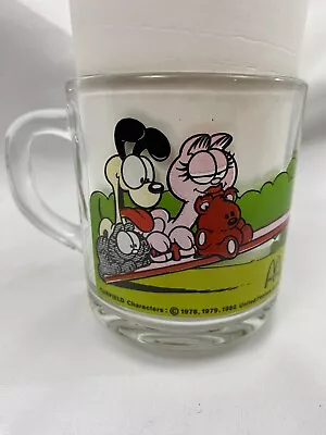 Vintage 1978 Garfield McDonalds Jim Davis Glass Coffee Cups Mugs Retro Comic • $15.99