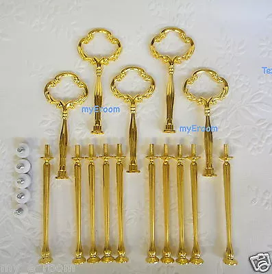 5 X 3 Tier Cake Stand Fitting HEAVY GOLD CLOVER Handle Wedding High Tea Hardware • $31.99