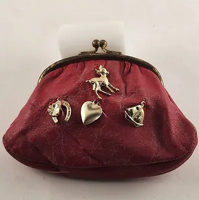 Kiss Top Coin Purse Red Vintage Charms 1950s France Rough Change Holder As Is • $20