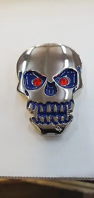 Skull Medallion/Emblem Stainless Steel W/ Piercing  Red Jewel Eyes • $16.99