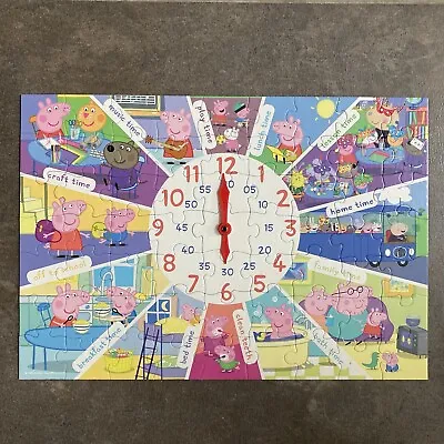 £6.95 • Buy Peppa Pig Tell The Time Jigsaw With Movable Clock Hands Large Puzzle VGC