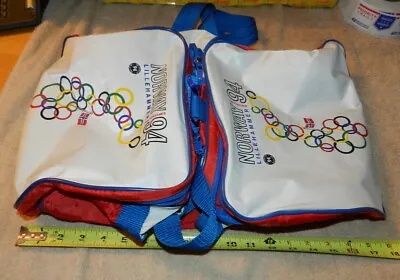 1994 Lillehammer Norway Winter Olympics USA Red White Blue Nylon Duffel Gym Bag • $60.72