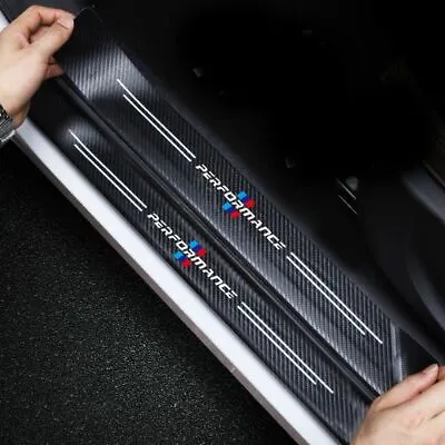 $14.95 • Buy 4pcs Car Sticker Door Carbon Leather Fiber Sill Plate For BMW E91 E46 E92 E93 M3