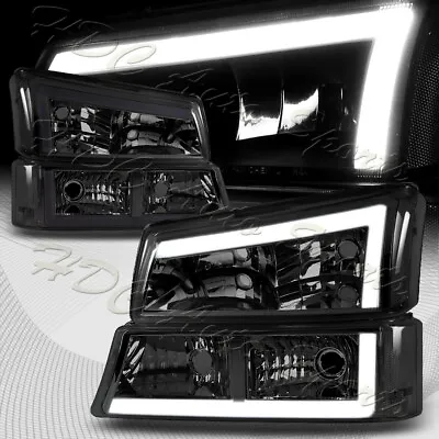 For 03-07 Chevy Silverado/02-06 Avalanche LED DRL Smoke Headlights+Bumper Lamps • $139.99